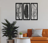 Metal Leaf Wall Art 3 Panels, Wall Decor (pack of 3) - The Linen House