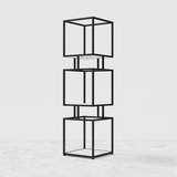 3-Tier Modern Black Cube Bookcase with Metal Tower Display Shelf - The Linen House