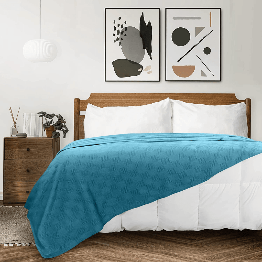 Premium Bedding Cotton Blanket (Teal) - The Linen House