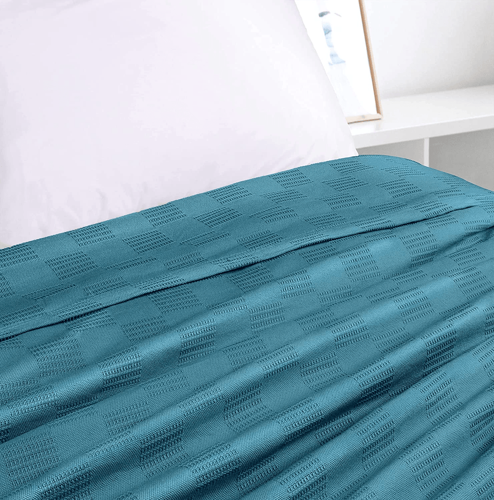 Premium Bedding Cotton Blanket (Teal) - The Linen House