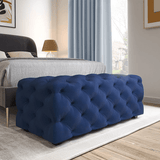 Modern Rectangular Velvet Ottoman - The Linen House