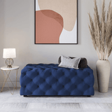 Modern Rectangular Velvet Ottoman - The Linen House