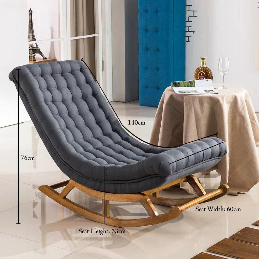 Velvet & Wooden Rocking Chair - The Linen House