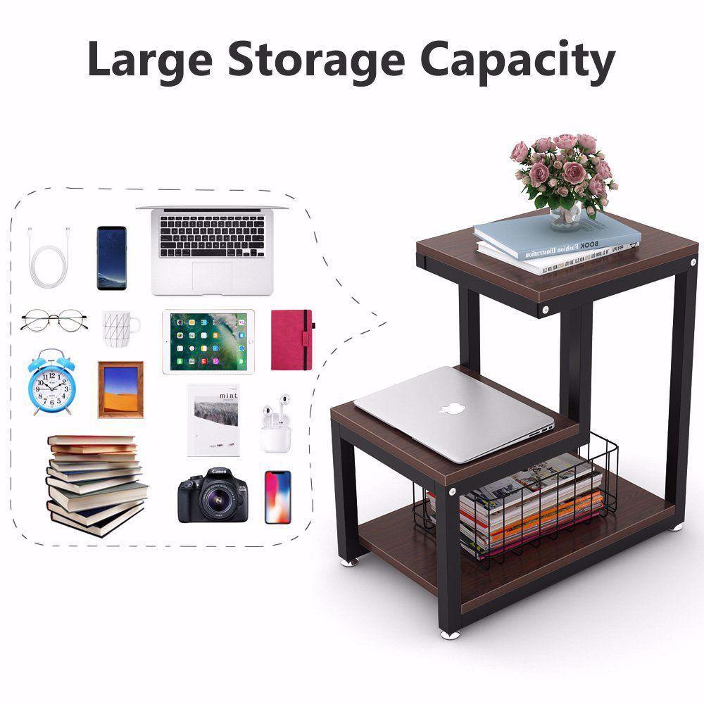 Rustic End Table 3-Tier Side Table - The Linen House