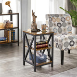 Topeakmart 3 Tiers Sofa Side End Table X Frame - The Linen House
