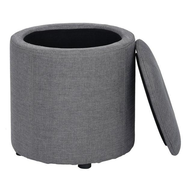 Copper Grove Fabric Upholstery Cylindrical Storage Ottoman - The Linen House