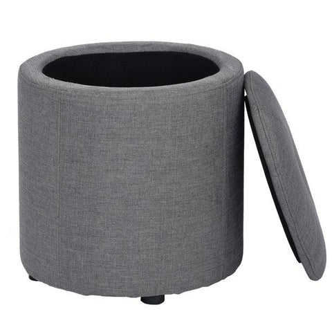 Copper Grove Fabric Upholstery Cylindrical Storage Ottoman - The Linen House