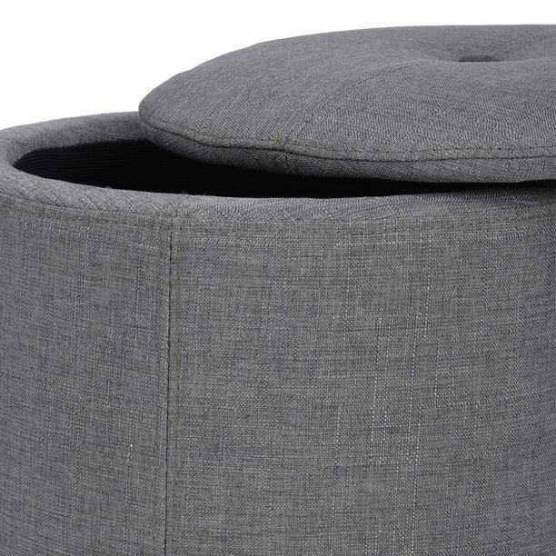 Copper Grove Fabric Upholstery Cylindrical Storage Ottoman - The Linen House