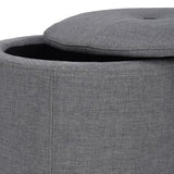 Copper Grove Fabric Upholstery Cylindrical Storage Ottoman - The Linen House