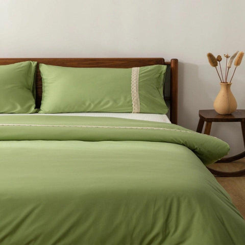 Luxury Duvet With Mash Ground Lace(green) - The Linen House