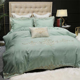 Mint Embroidery Duvet Set - The Linen House