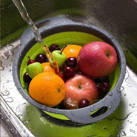 Foldable Drain Basket Plastic Fruit Basket Filter - The Linen House
