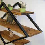 Floating Shelves - Geometric Rustic Steel - The Linen House