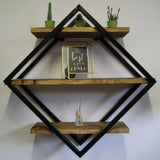 Floating Shelves - Geometric Rustic Steel - The Linen House