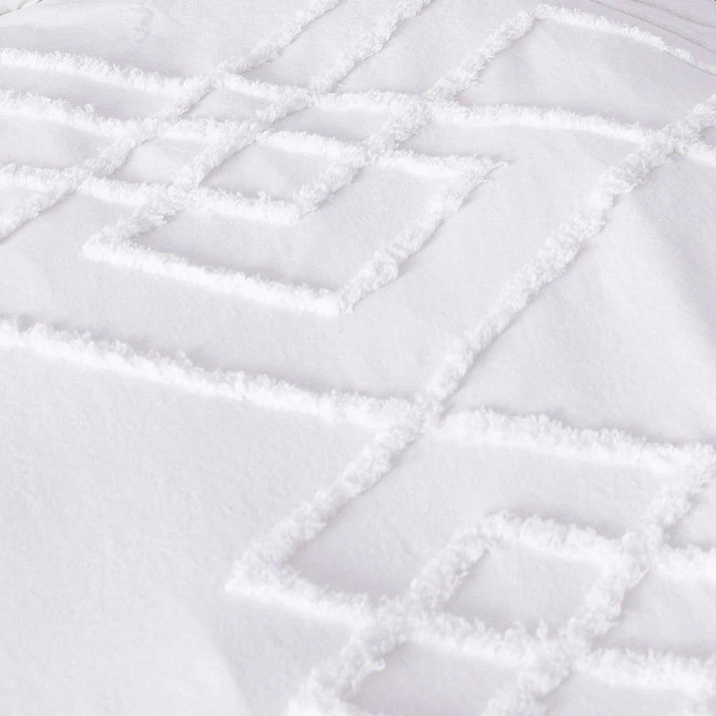 New White Tufted Cotton Duvet Cover Set - The Linen House