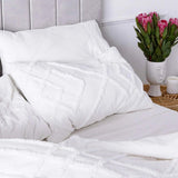 New White Tufted Cotton Duvet Cover Set - The Linen House
