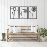 Flower Lineart Metal Wall Art Decor,Metal Wall Decor - The Linen House