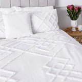 New White Tufted Cotton Duvet Cover Set - The Linen House