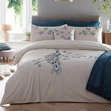 New Luxury Peacock Embroidered Duvet Set - The Linen House