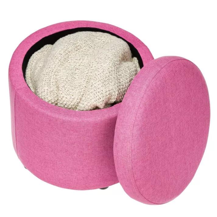 Design Modern Small Round Footstool Storage Ottoman Furniture Seat - The Linen House
