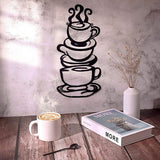 Coffee Cup Metal Wall Art, Farmhouse Kitchen Restaurant Decor Coffee Bar Sign, Black - The Linen House