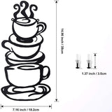Coffee Cup Metal Wall Art, Farmhouse Kitchen Restaurant Decor Coffee Bar Sign, Black - The Linen House