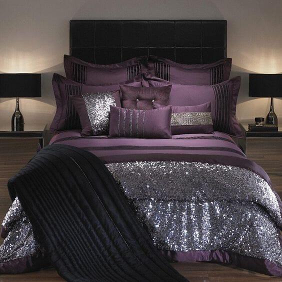 Purple Bridal Bedding Set with filling - The Linen House