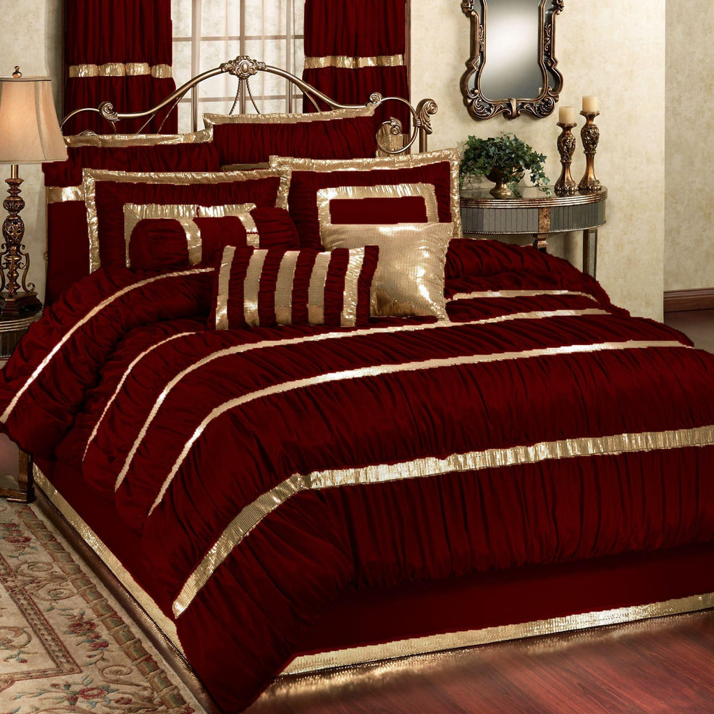 Silk Bridal Set (Maroon) with filling - The Linen House