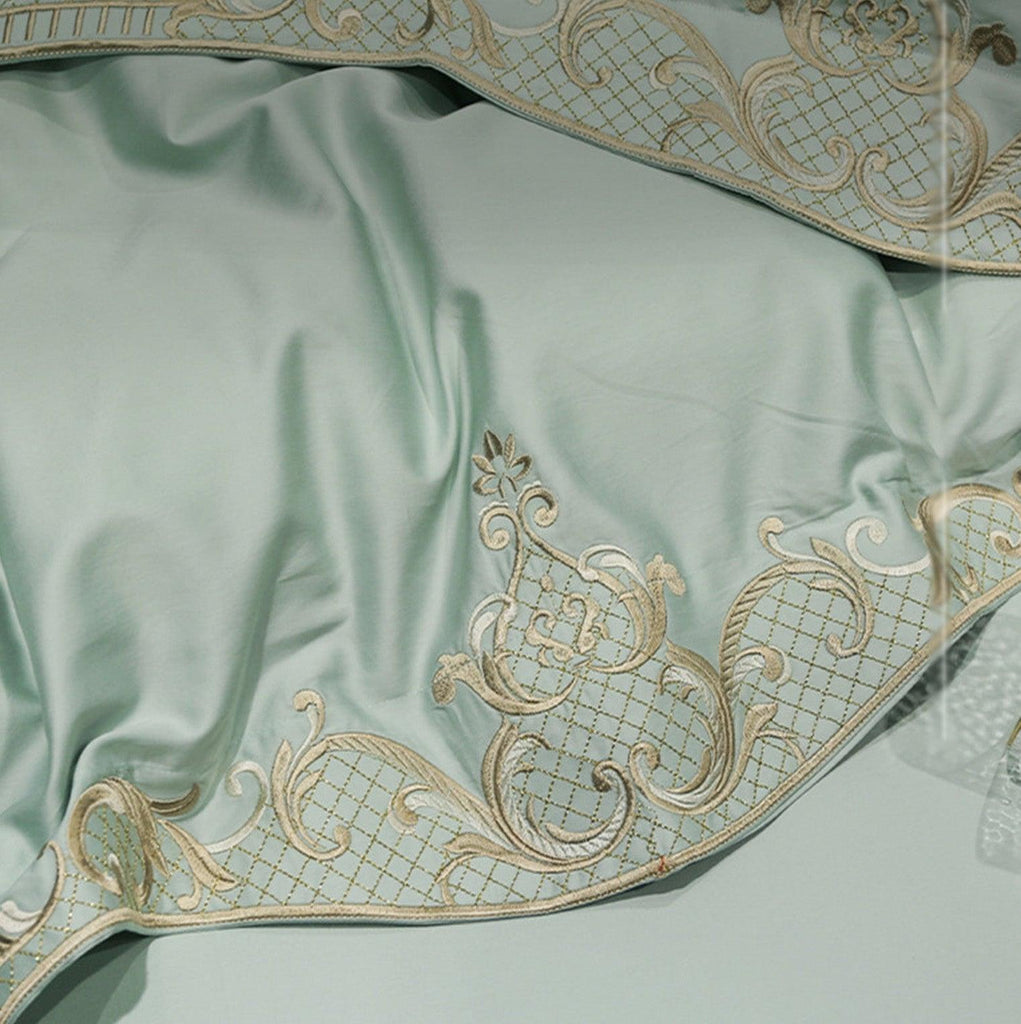 Mint Embroidery Duvet Set - The Linen House