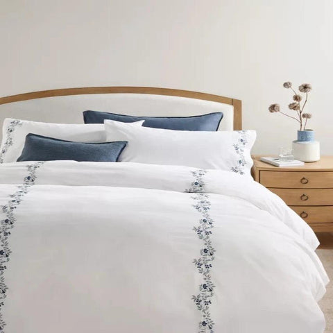 Flower Vine Embroidery Duvet Set - The Linen House