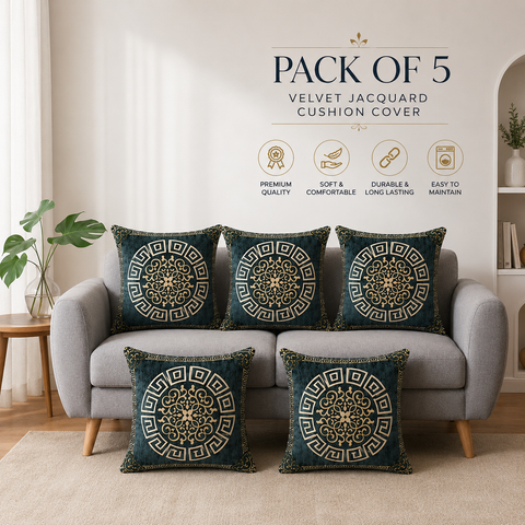 Premium Decorative Velvet Cushion Cover(Pack of 5)
