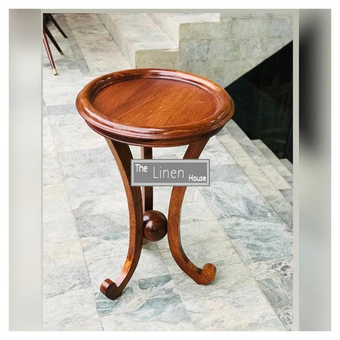 Wood side stand - The Linen House