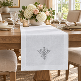 Classic Embroidered Cotton Table Runner
