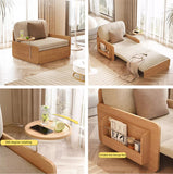 Pull Out Sofa Bed with Rotating Armrest Tray and Storage