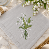 Elegant Lily Bouquet Embroidered Table Napkin