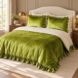 Olive Green Velvet Duvet Set