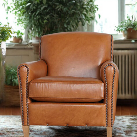 Modern Upholstered Armchair Nailhead Trim Accent Chair
