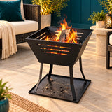 La Hacienda Square Basket Fire Pit | Modern Patio Heater & Log Burner