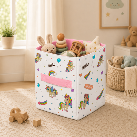 Rainbow Unicorn Toy Basket
