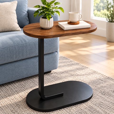 Industrial C Shaped Side Table