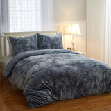 Plain Velvet Duvet Set Grey