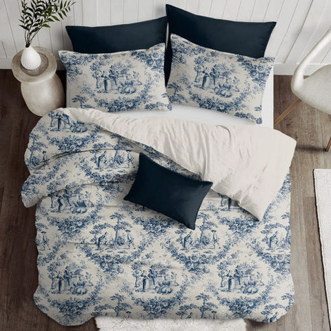 Navy Printed Bedding Duvet Set