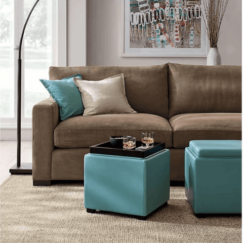 17" Leather Storage Ottoman - The Linen House