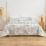 White botanical Printed Duvet Set
