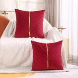 Pintuck Cushion Cover With Golden RIbbon