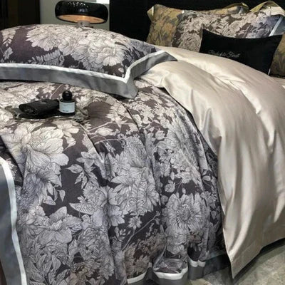 Flowers & Leaves Soft Fabric Printed Bedding Duvet Set – Cozy & Stylish