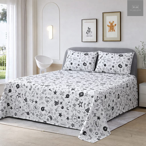 Black & White  Bedding Set (3 Pcs)