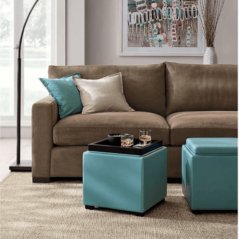 17" Leather Storage Ottoman - The Linen House