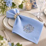 Premium Embroidered Blue Linen Style Napkin