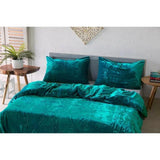 Plain Velvet Duvet Set ( Teal )